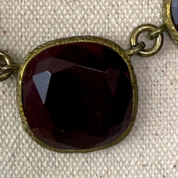 Gerard Yosca Vintage Chunky Statement Necklace Antique Gold Handmade Brown Glam - Picture 5 of 12